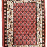 Tapis vintage fait main Indo-Seraband en laine rouge (62cm x 90cm)