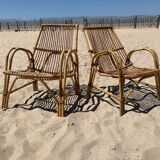 Pair of rattan armchairs
