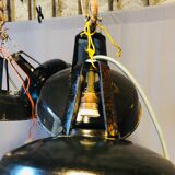 Black and white industrial hanging lamp