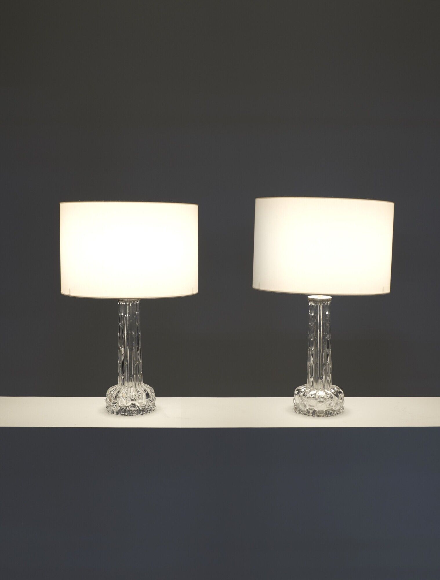 Pair of vintage crystal table lamps by Carl Fagerlund for Orrefors