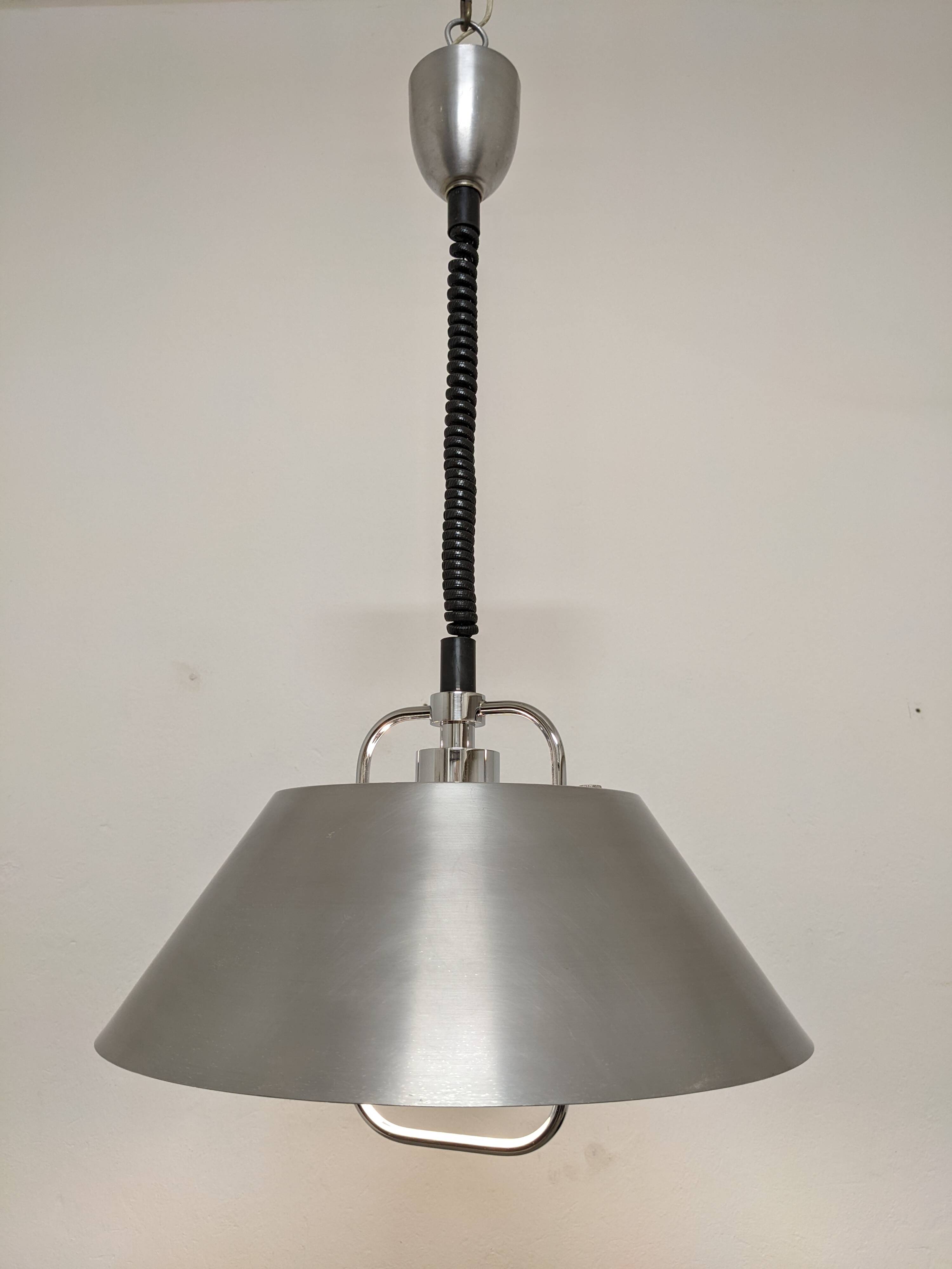 Adjustable Space Age suspension in brushed aluminum from the 60s/70s