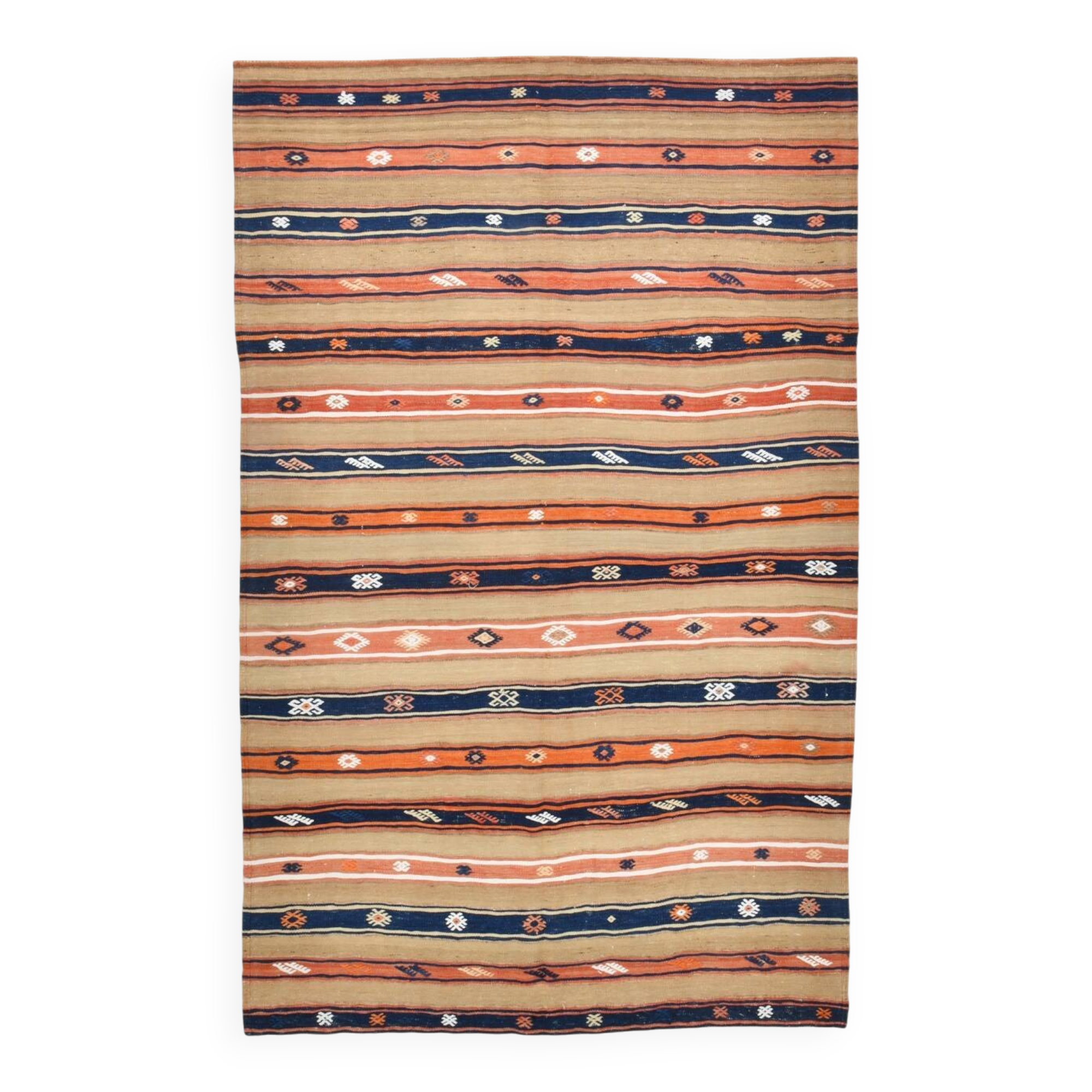 5x8 Beige & Blue Antique Decor, Ruuged Rug, 145x230Cm