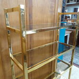 Shelf metal gilded smoked glasses 70's