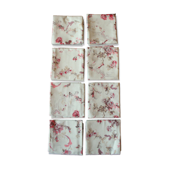 A set of 8 blue gray pink flower napkins