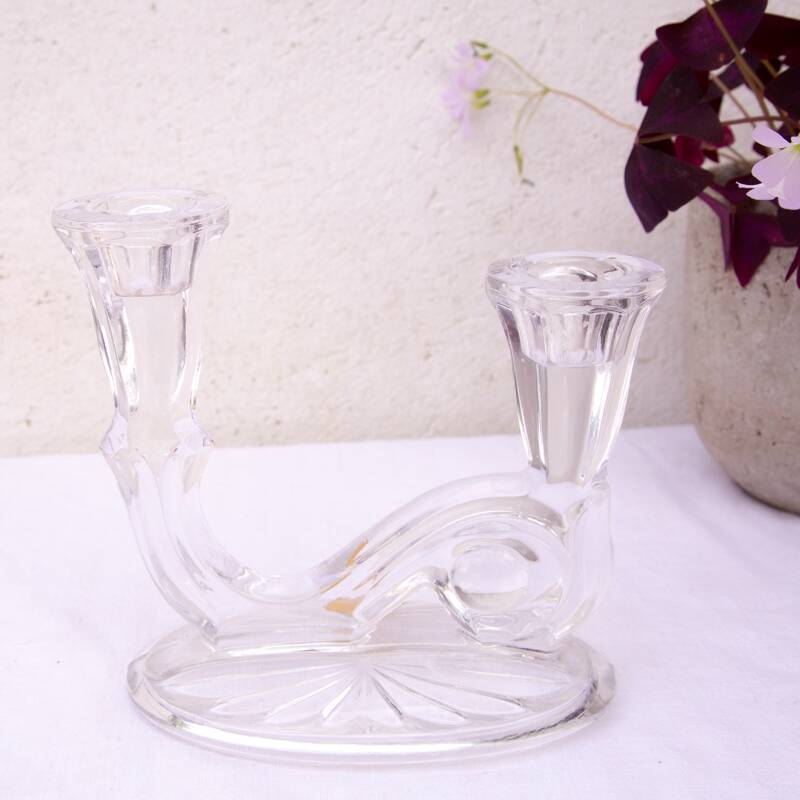 west Germany double glass candle holder