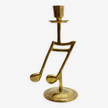 Brass musical note candle holder