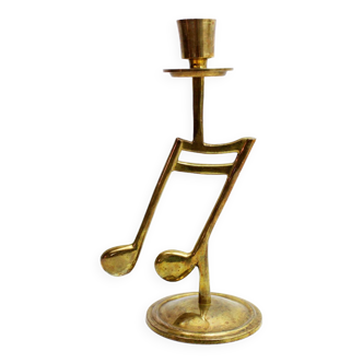 Brass musical note candle holder