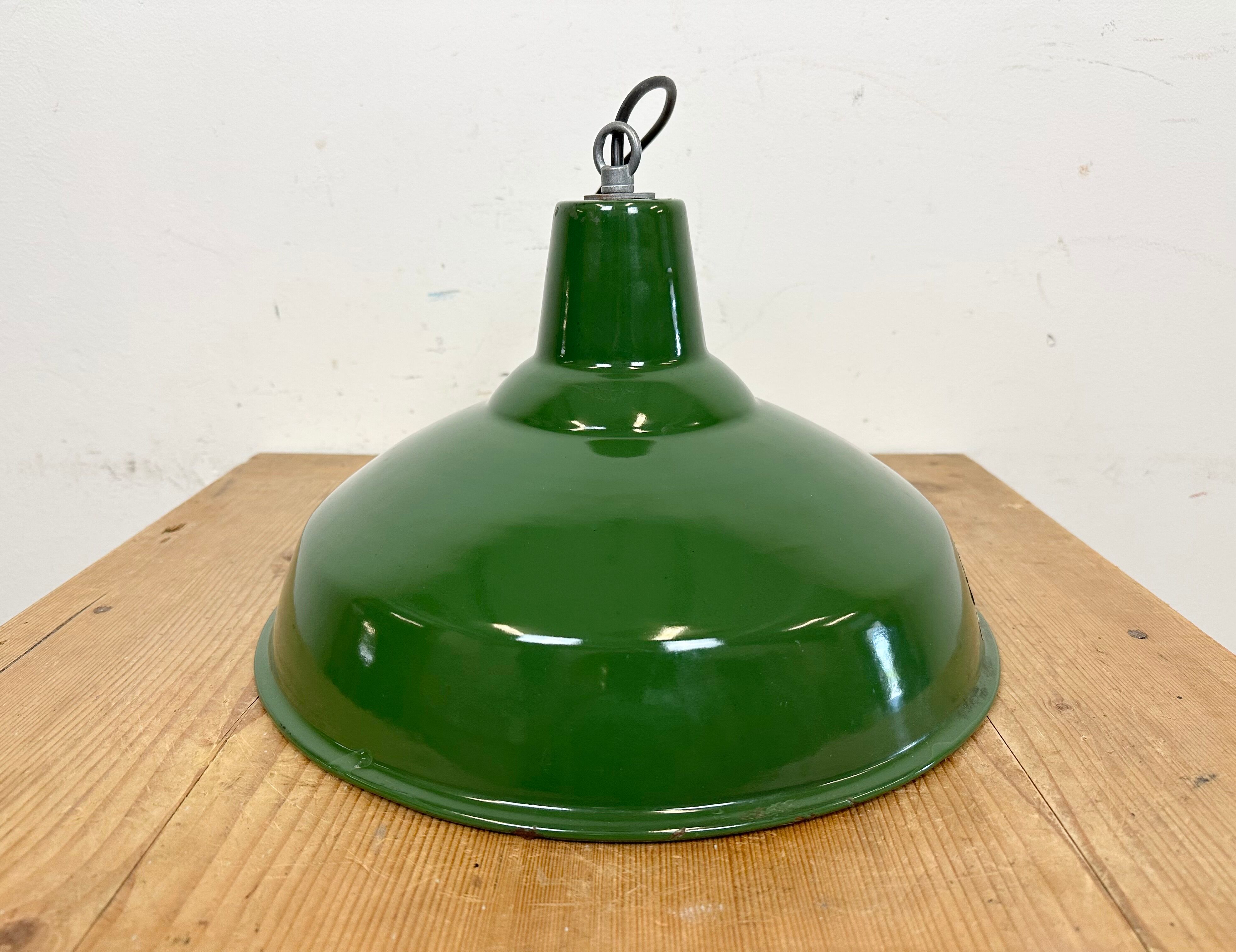 Industrial Green Enamel Factory Lamp from Benjamin, 1960s
