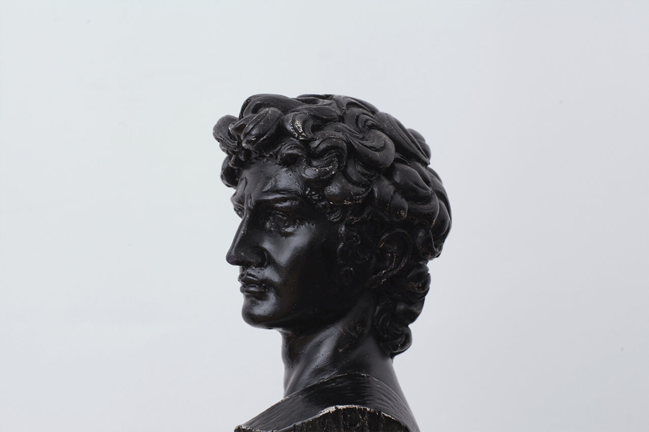 David head in black waxed plaster
