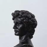 David head in black waxed plaster