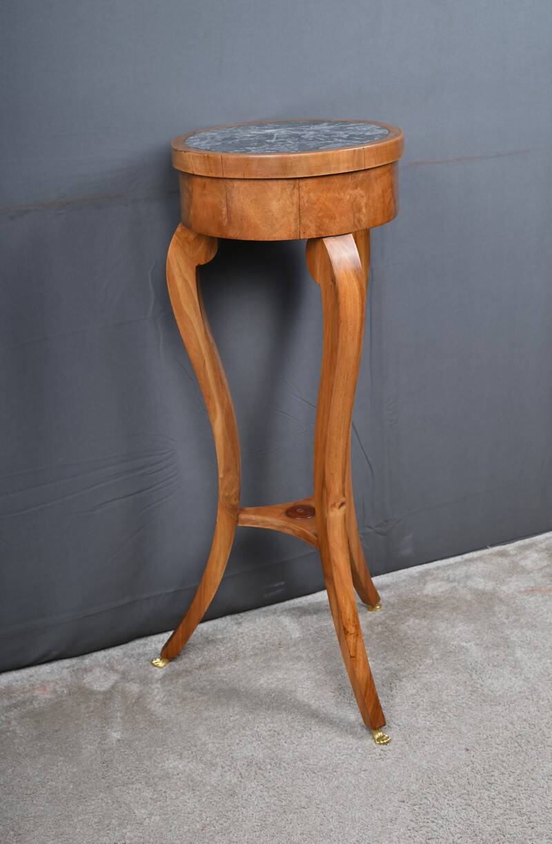 Cherrywood and marble pedestal table, Restoration period – early 19th century