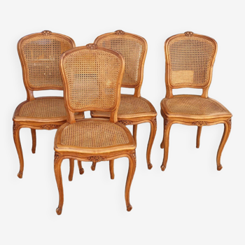 4 regency style caned chairs from the 1950s