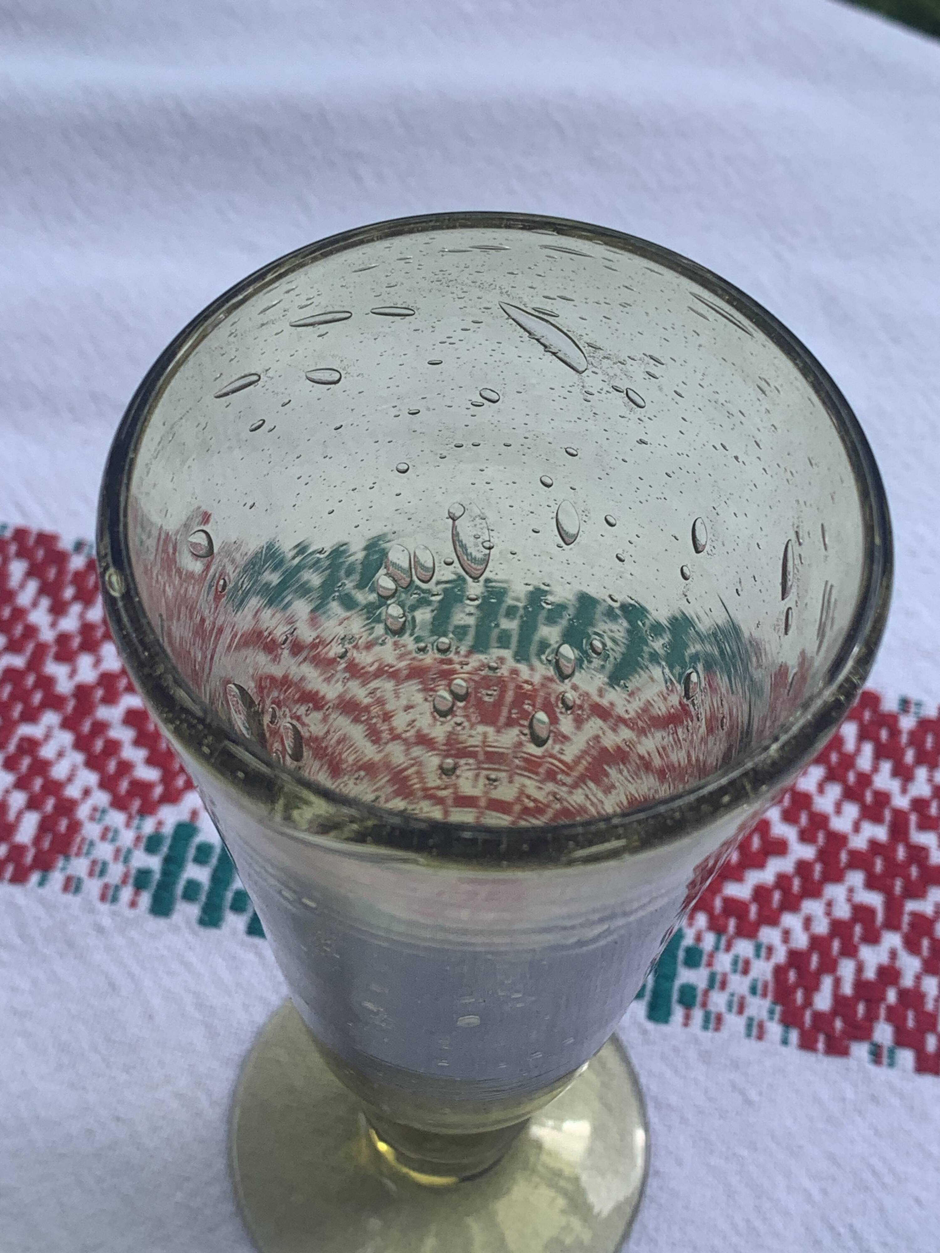 6 champagne flutes, cocktail glass, La Rochere glassware, hand-blown green glass