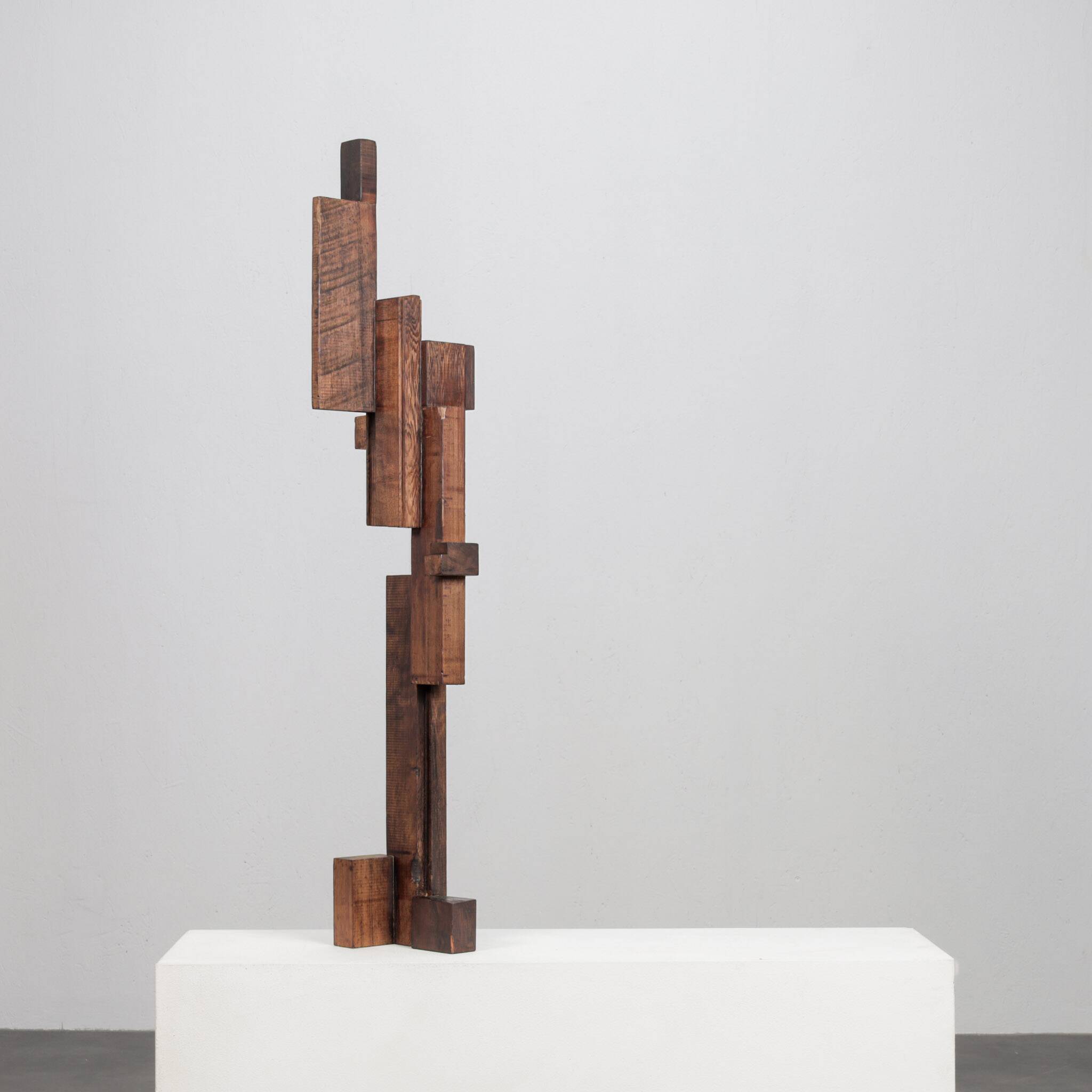 Abstract constructivist wooden sculpture, Netherlands, 1970s
