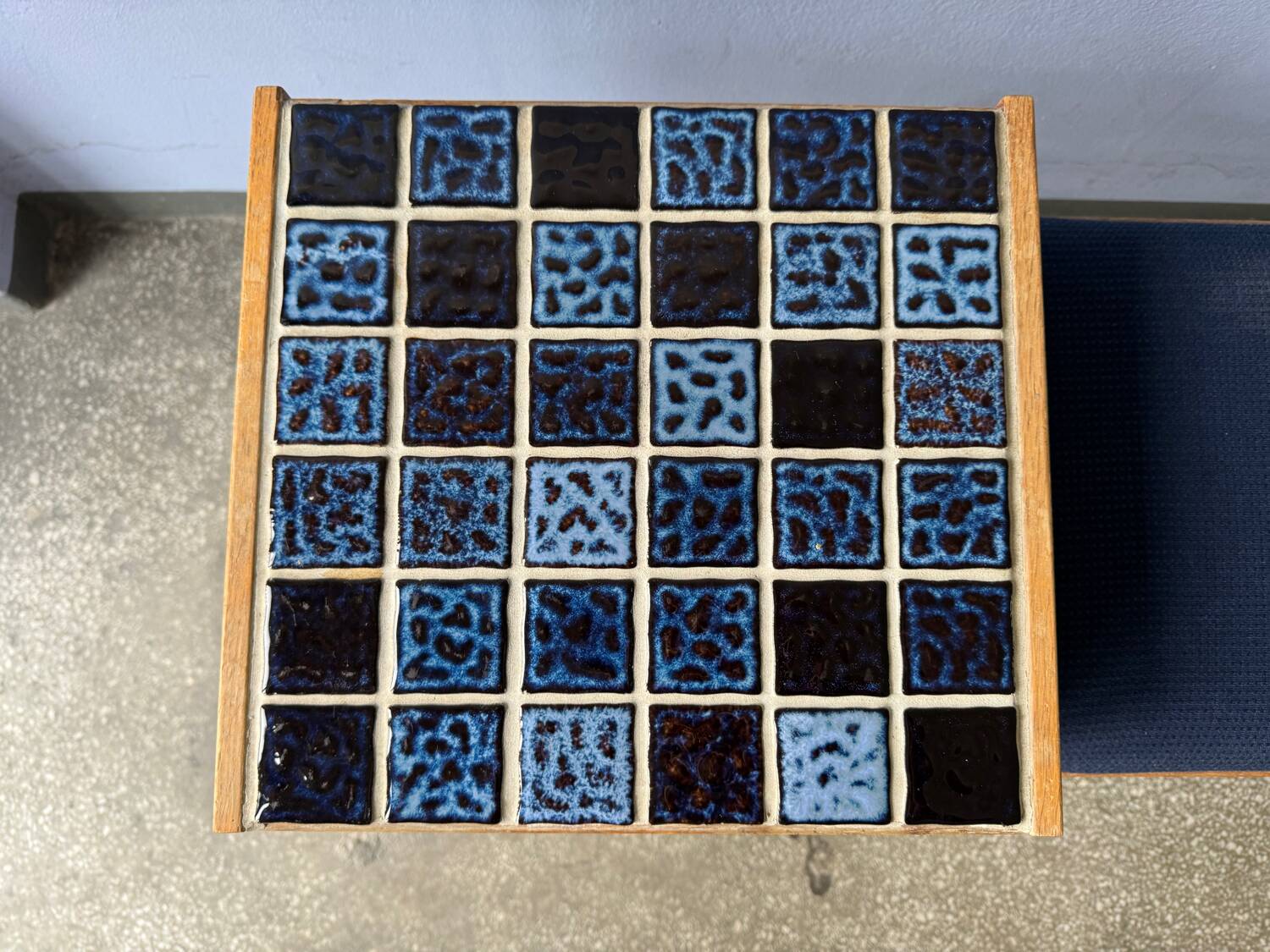 Vintage entryway bench decorated with ceramic tiles, Norway 1960s