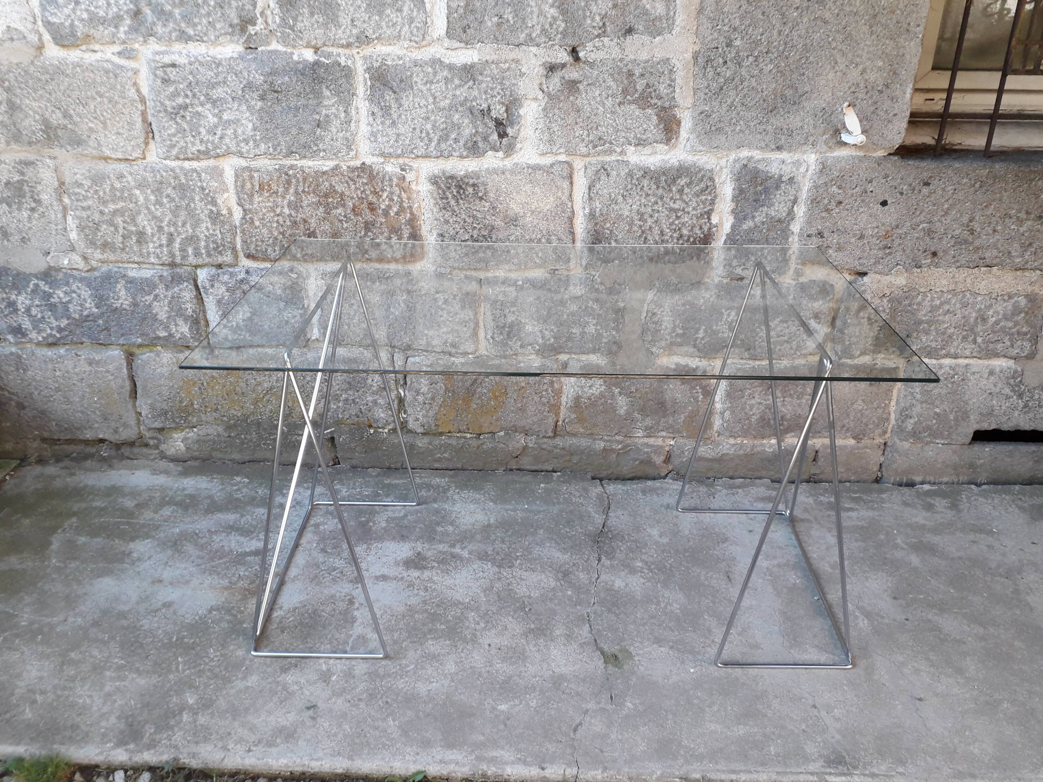 Bureau vintage plateau verre 130 cm