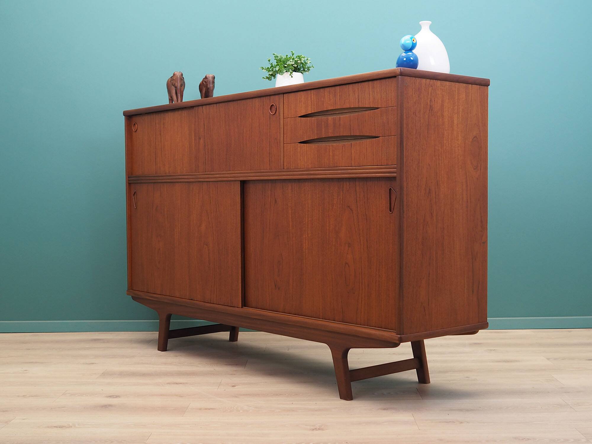 Teak highboard, Danish design, 1960s, production: Denmark
