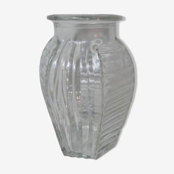 Ancien vase à bulbe jacinthe en verre moulé