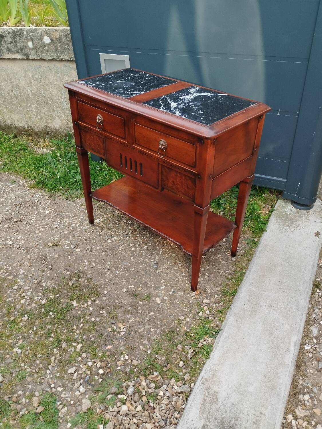 Bedside console old marble top Louis XVI style