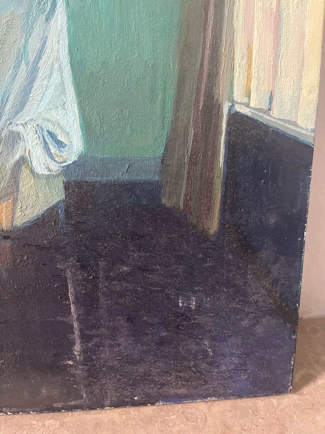 "Face to face with my dog", original oil on canvas