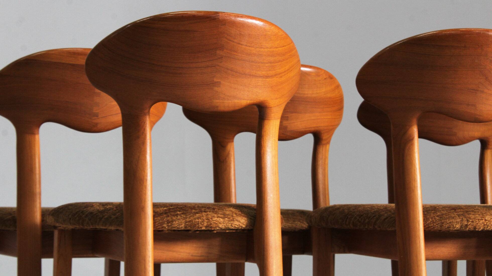 Vintage Danish solid teak dining room chairs Juul Kristensen set of 6