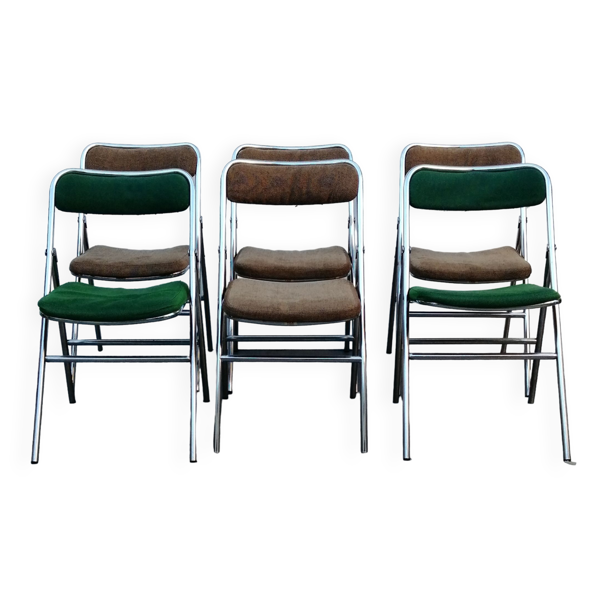 6 Erce Vintage folding chrome chairs 1970-80