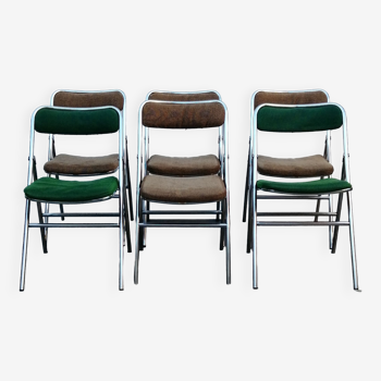 6 chaises chromé pliantes Erce Vintage 1970-80