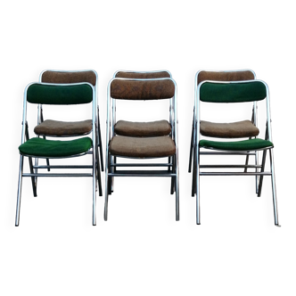 6 chaises chromé pliantes Erce Vintage 1970-80