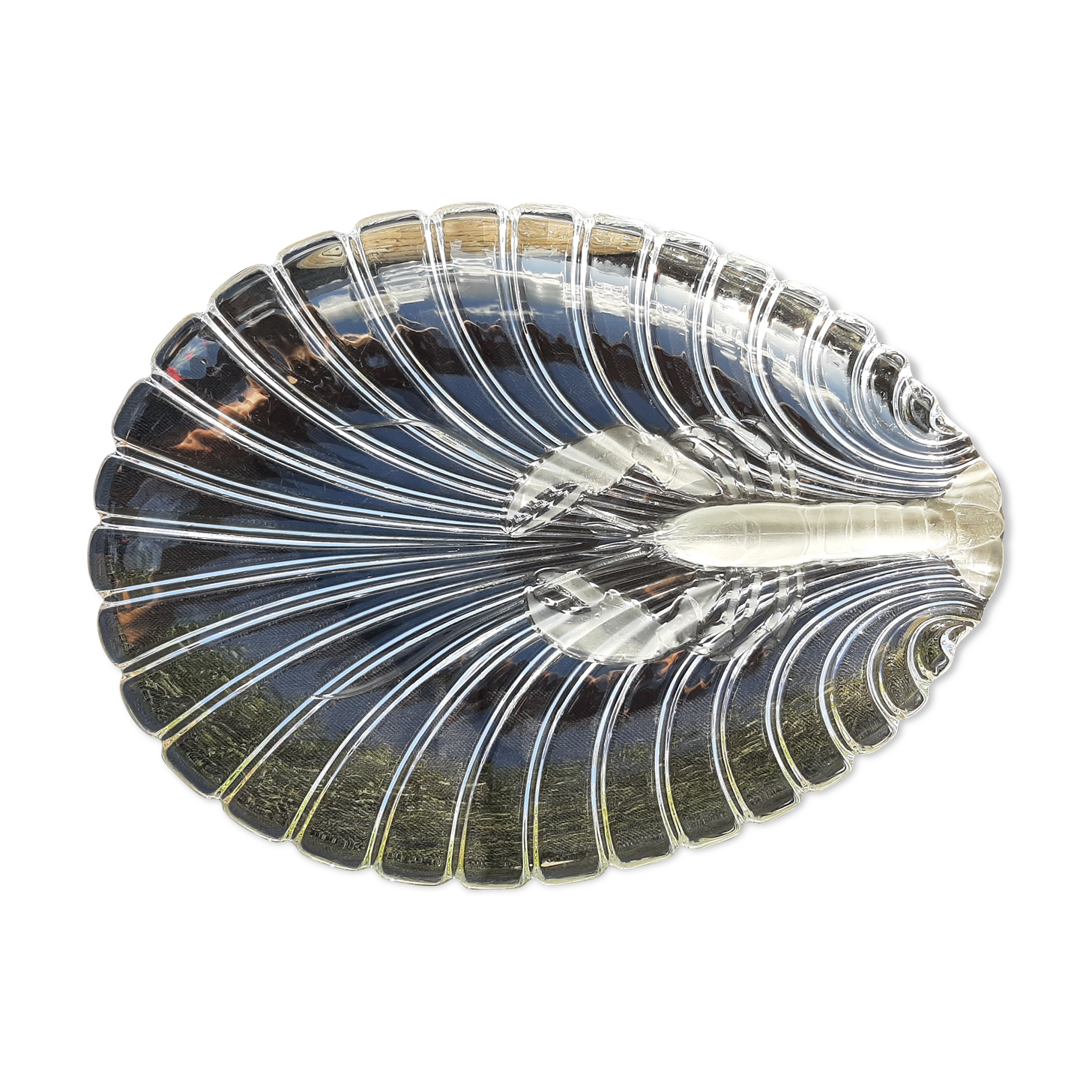 Vintage crystal dish with lobster decor