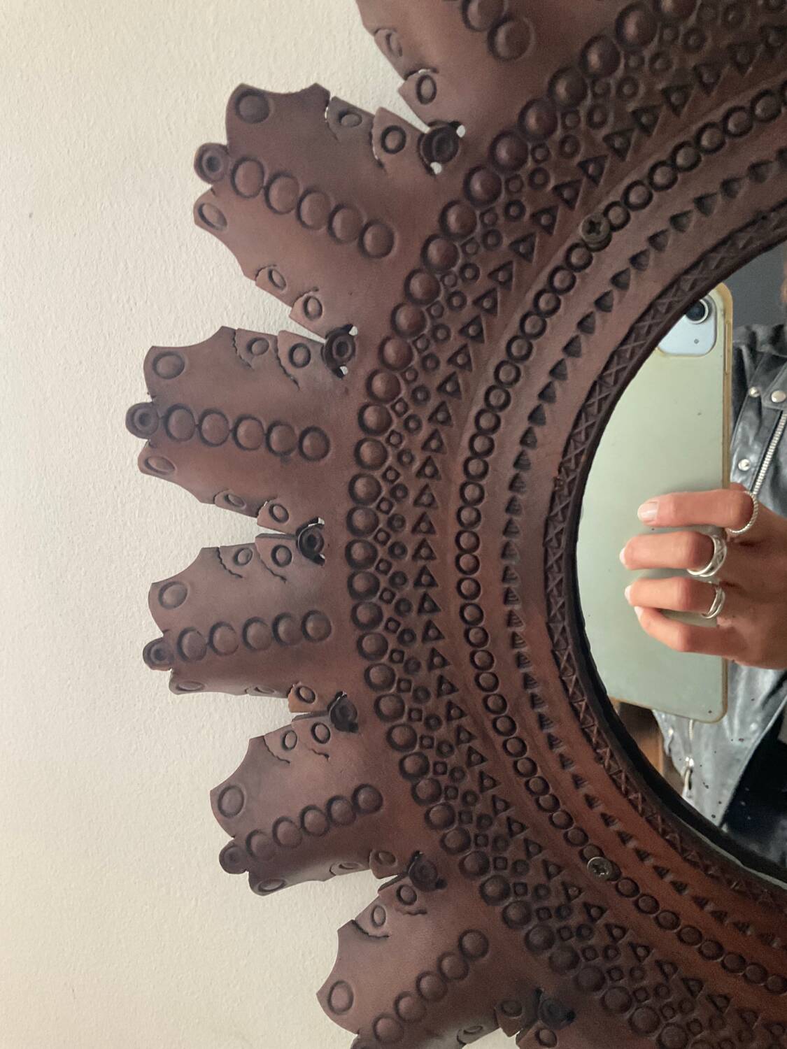 Vintage leather mirror