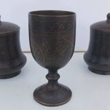 Bronze damasked covered pots Kadjar Afghanistan Persian Islamic art