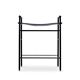 Contemporary artisan bar stool in navy blue leather and black rubber metal.