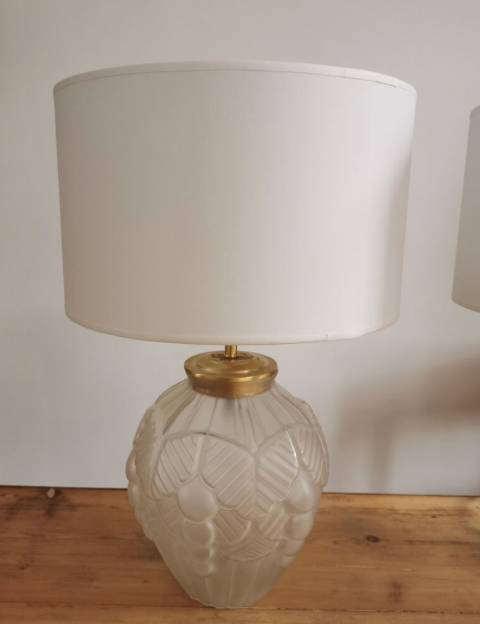 Pair of polished glass art deco lamp