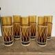6 amber long drink glasses with wicker