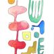 Original abstract painting – coloured organic shapes – 24 x 34 cm