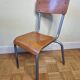 Set chair and school desk in steel, wood and formica, 50s-60s