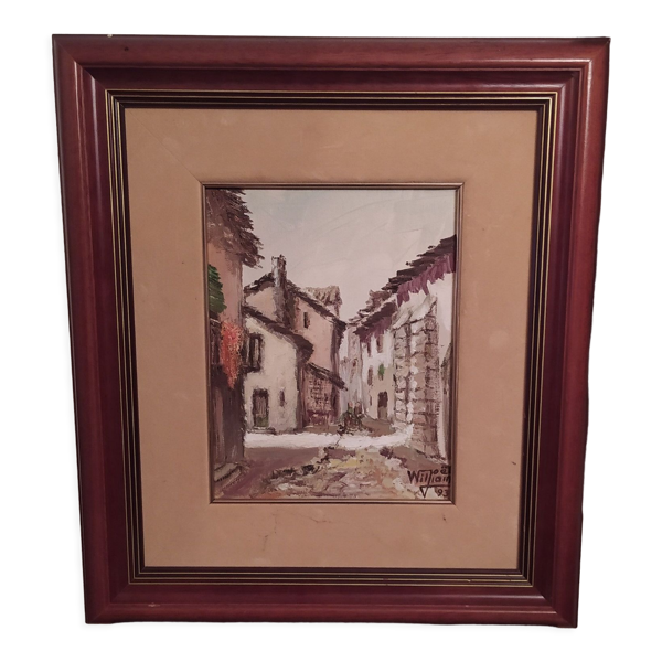 Huile sur toile signée Joêl William 1993 rue du Pays Basque