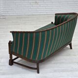 1950s, Danish 2-seater sofa, green furniture wool, oak wood.