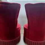 Pair of Napoleon III style red velvet armchairs