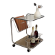 Chariot de bar vintage en cadre de tube chromé avec verre fumé des années 70