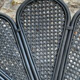 Vintage black rattan headboard 142cm