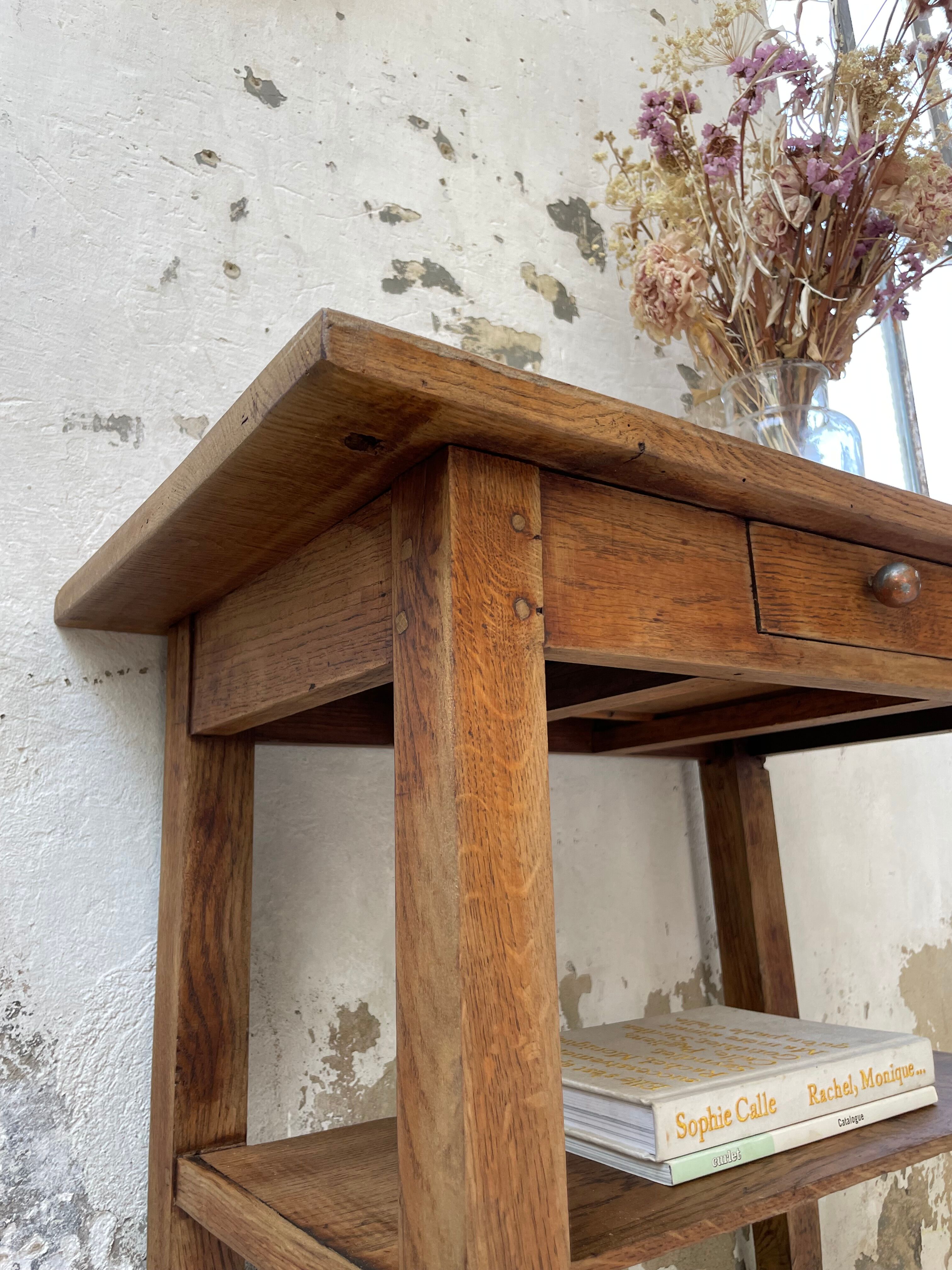 Oak console side table