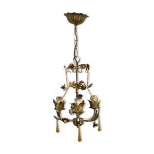 lustre à fleurs doré