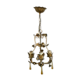 Lustre à fleurs doré