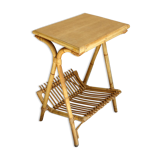 Porte vinyles/revues rotin bambou vintage