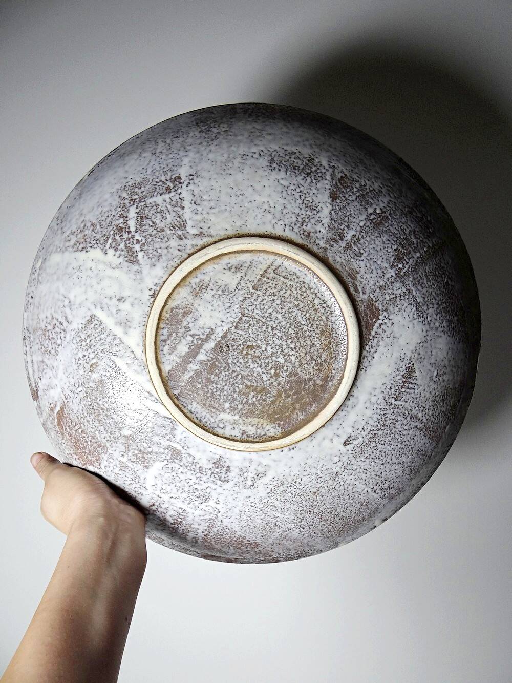 Large ceramic art bowl from the 50s and 60s, vintage wall decor or fruit bowl