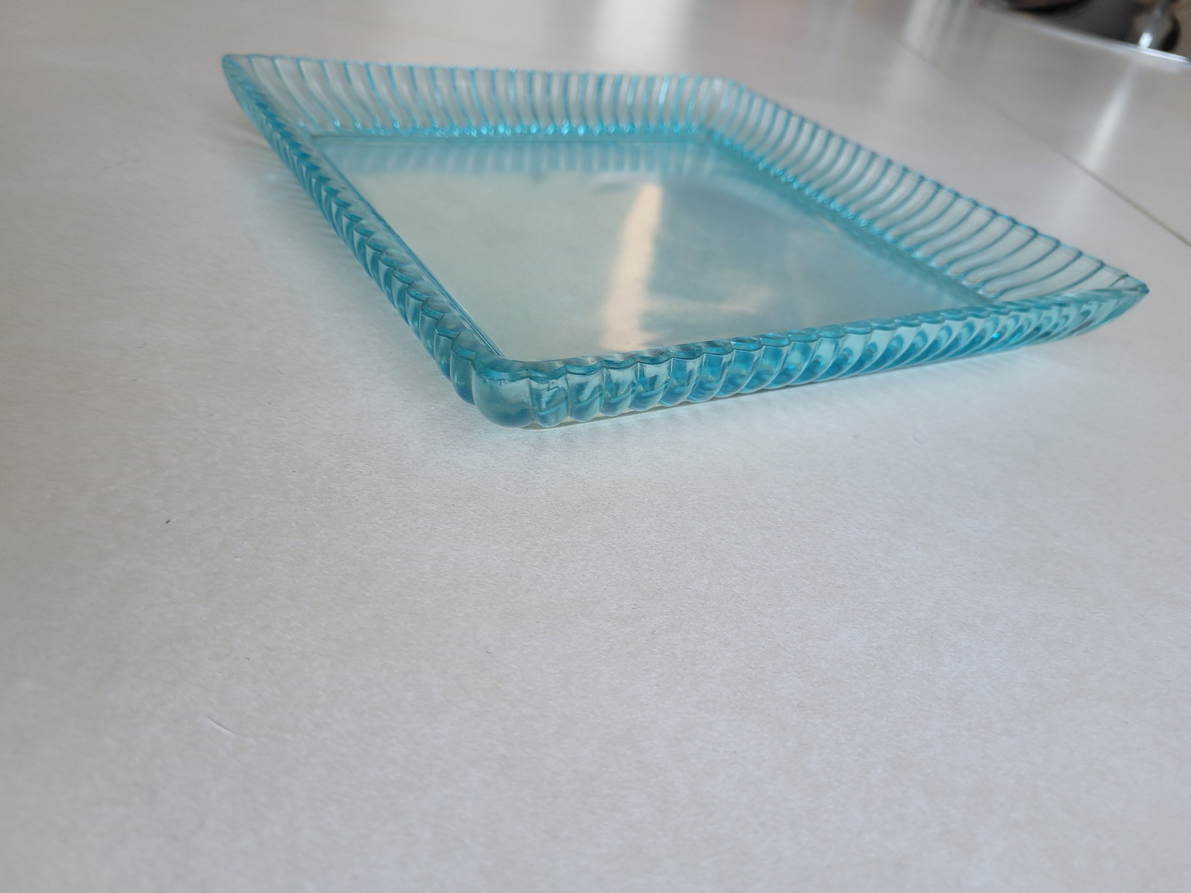 Empty blue glass pocket