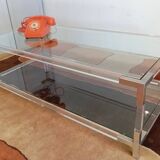 Table basse lucite, verre et métal années 80