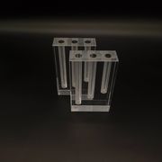 Duo Vase Bloc Résine Lucite Triple Cheminée Plexiglas Design Postmoderne