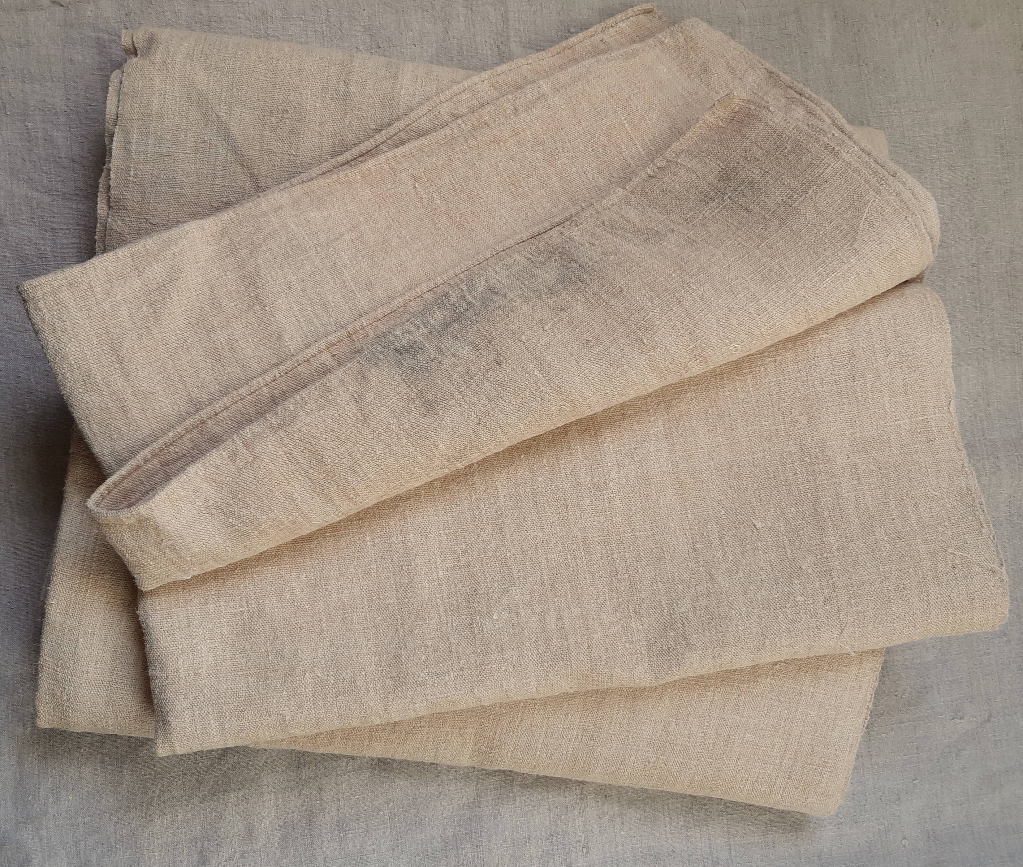 Pair of old hemp sheets, 196x225 cm